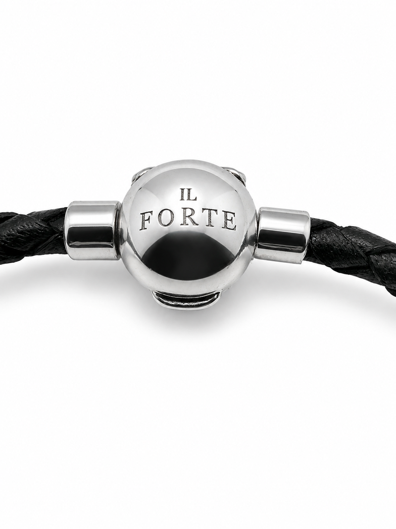 Bracciale in Cuoio intrecciato | Nero