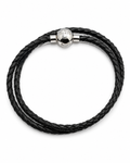 Bracciale in Cuoio a doppio giro | Nero