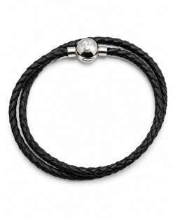 Bracciale in Cuoio a doppio giro | Nero