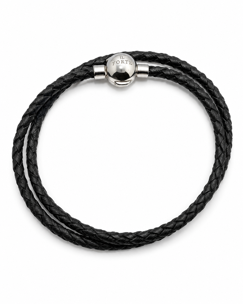 Bracciale in Cuoio a doppio giro | Nero