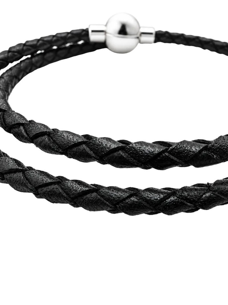 Bracciale in Cuoio a doppio giro | Nero