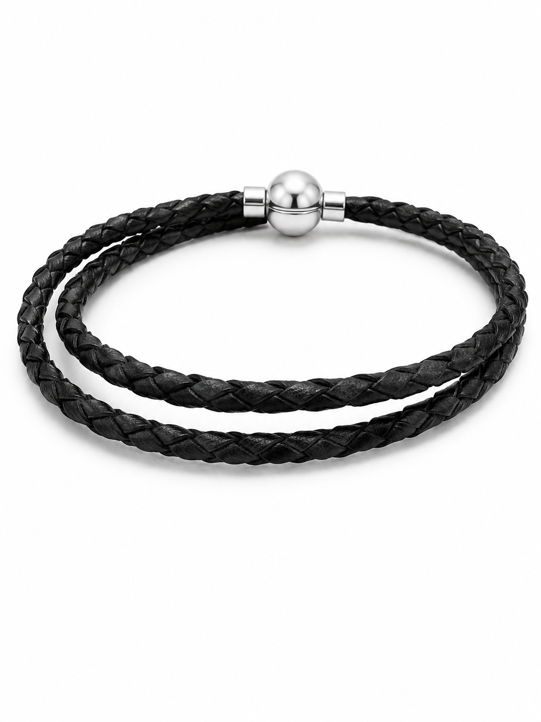 Bracciale in Cuoio a doppio giro | Nero