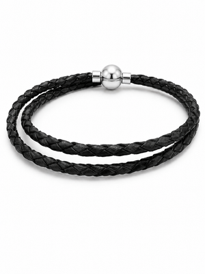 Bracciale in Cuoio a doppio giro | Nero
