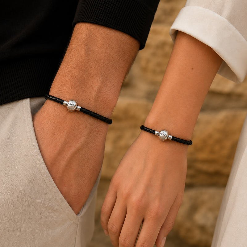 Bracciale in Cuoio intrecciato | Nero